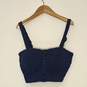 LOVE, MAR Broderie Anglaise Bustier in navy